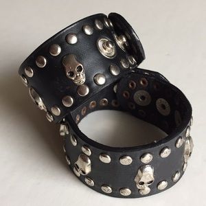 Stud Skulls Faux Leather Bracelets 2 for $15